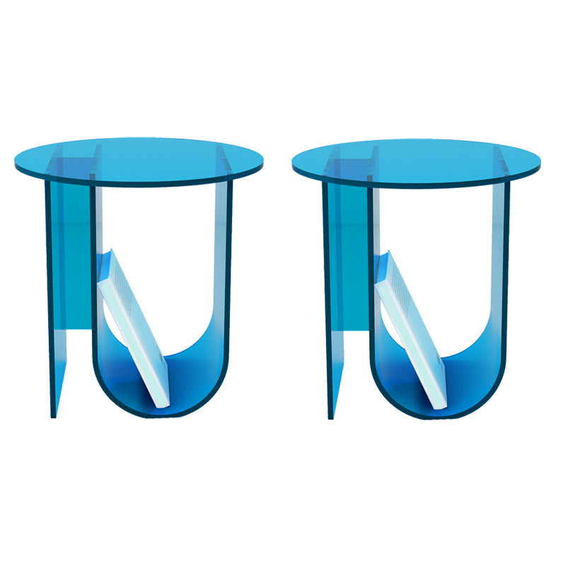 Modern Acrylic End Slide Table Round Corner Table with Storage