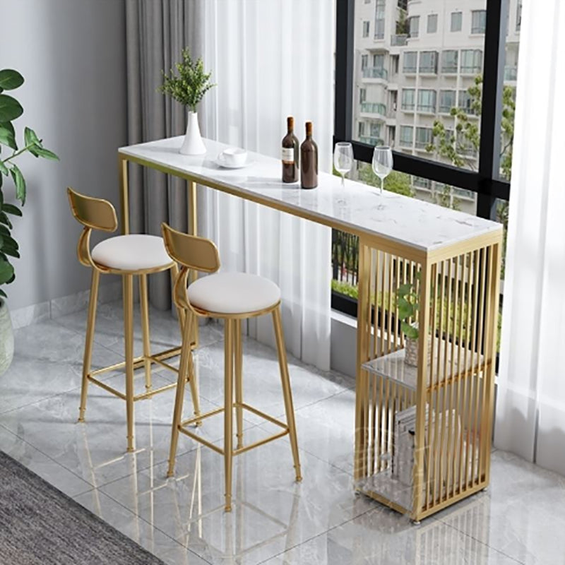 Modern Bar Table Set 1/3 Pieces Faux Marble Counter Height Set with Upholstered Stools 3 Pieces: Table, 2 Stools Clearhalo 'Bar Furniture' 'furn' 'furn_home_bar_bar_sets' 'Furniture' 'Home Bars & Bar Sets' 'home_bar_bar_sets' 'Kitchen & Dining Furniture' 6280848