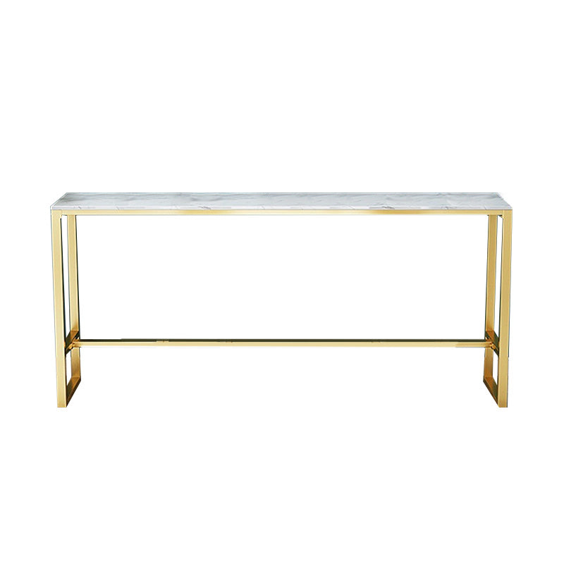 Glam Bar-height Table Faux Marble and White Bar Table for Patio Use Clearhalo 'Bar Furniture' 'Bar Tables' 'bar_tables' 'furn' 'furn_bar_tables' 'Furniture' 'Kitchen & Dining Furniture' 6283246