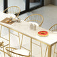 Table de bar Glam Table de salle à manger fixe en faux marbre blanc à hauteur de pub