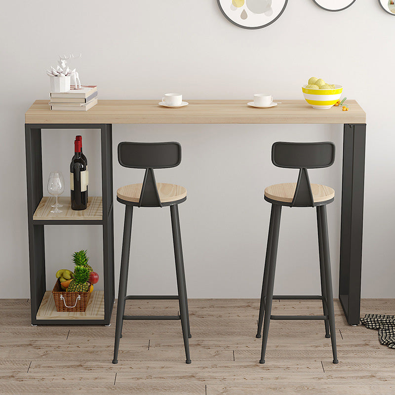Glam Pub Height Dining Table Wooden Top Pub Table for Patio Use 63"L x 15.7"W x 41.3"H Black Without Chairs Clearhalo 'Bar Furniture' 'Bar Tables' 'bar_tables' 'furn' 'furn_bar_tables' 'Furniture' 'Kitchen & Dining Furniture' 6283274