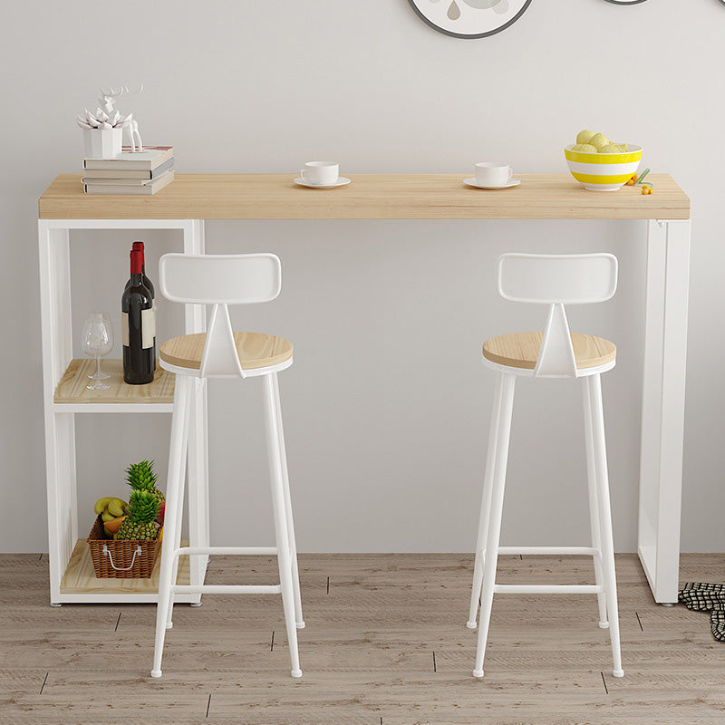Glam Pub Height Dining Table Wooden Top Pub Table for Patio Use 70.9"L x 15.7"W x 41.3"H White Without Chairs Clearhalo 'Bar Furniture' 'Bar Tables' 'bar_tables' 'furn' 'furn_bar_tables' 'Furniture' 'Kitchen & Dining Furniture' 6283275