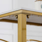 Moderner Bartisch mit weißer Kunstmarmorplatte und goldenem Sockel