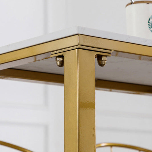 モダンバーテーブルホワイトフェイクマーブルトップパブテーブルとゴールドベース