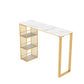 Glam Pub Height Dining Table Faux Marble Top Pub Table for Patio Use Gold Without Chairs Clearhalo 'Bar Furniture' 'Bar Tables' 'bar_tables' 'furn' 'furn_bar_tables' 'Furniture' 'Kitchen & Dining Furniture' 6283334