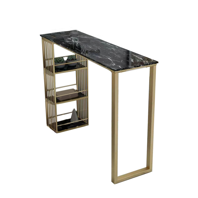 Glam Pub Height Dining Table Faux Marble Top Pub Table for Patio Use Black Without Chairs Clearhalo 'Bar Furniture' 'Bar Tables' 'bar_tables' 'furn' 'furn_bar_tables' 'Furniture' 'Kitchen & Dining Furniture' 6283336