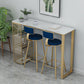 Glam Pub Height Dining Table Faux Marble Top Pub Table for Patio Use 70.9"L x 15.7"W x 41.3"H Gold Without Chairs Clearhalo 'Bar Furniture' 'Bar Tables' 'bar_tables' 'furn' 'furn_bar_tables' 'Furniture' 'Kitchen & Dining Furniture' 6283338