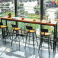 Modern Metal Base Bar Table Black Iron Solid Wood Patio Bar Table 78.7"L x 15.7"W x 41.3"H Without Chairs Clearhalo 'Bar Furniture' 'Bar Tables' 'bar_tables' 'furn' 'furn_bar_tables' 'Furniture' 'Kitchen & Dining Furniture' 6283352