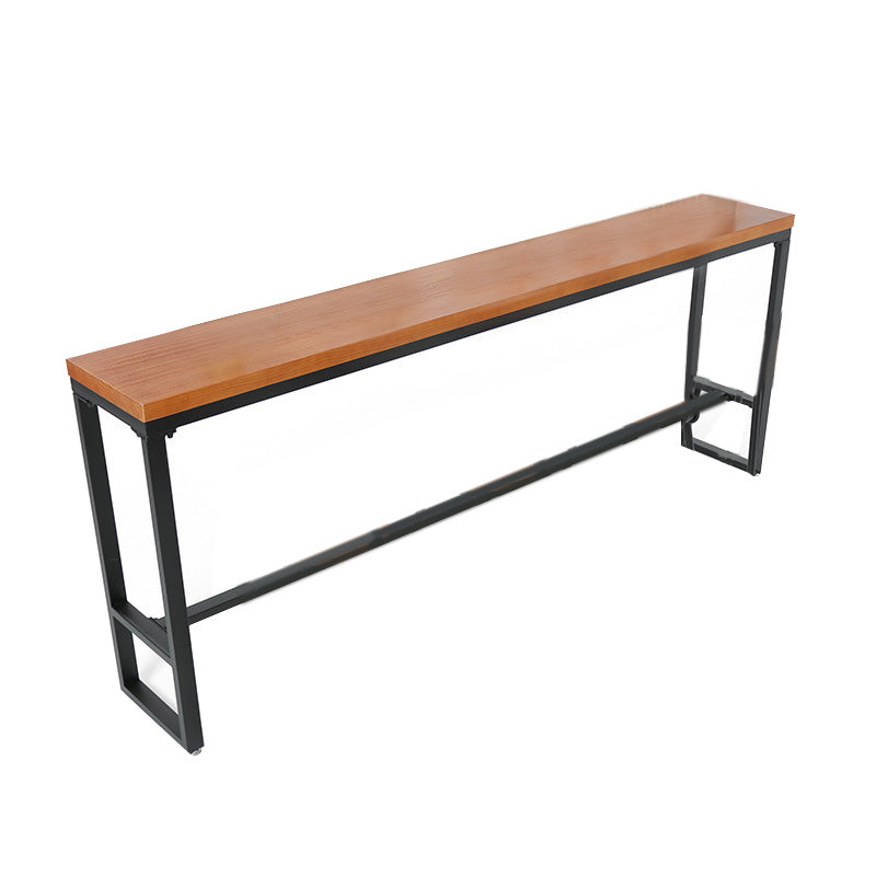 Modern Metal Base Bar Table Black Iron Solid Wood Patio Bar Table Clearhalo 'Bar Furniture' 'Bar Tables' 'bar_tables' 'furn' 'furn_bar_tables' 'Furniture' 'Kitchen & Dining Furniture' 6283357