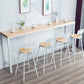 Mesa de bar con base metálica moderna Mesa de bar para patio de madera maciza de hierro blanco