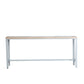 Mesa de bar con base metálica moderna Mesa de bar para patio de madera maciza de hierro blanco