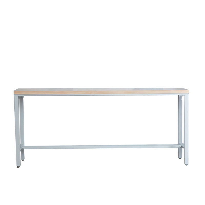 Mesa de bar con base metálica moderna Mesa de bar para patio de madera maciza de hierro blanco