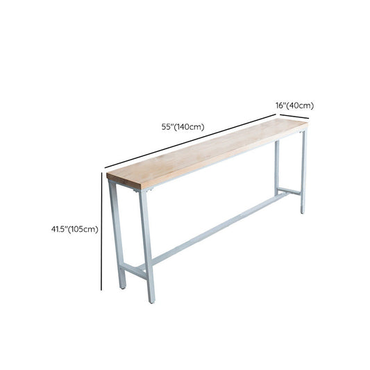 モダンメタルベースバーテーブルホワイトアイアンソリッドウッドパティオバーテーブル