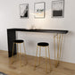 Modern Bar-height Table Solid Wood Top 41.3-inch Height Table 78.7"L x 15.7"W x 41.3"H Gold Black Clearhalo 'Bar Furniture' 'Bar Tables' 'bar_tables' 'furn' 'furn_bar_tables' 'Furniture' 'Kitchen & Dining Furniture' 6283403