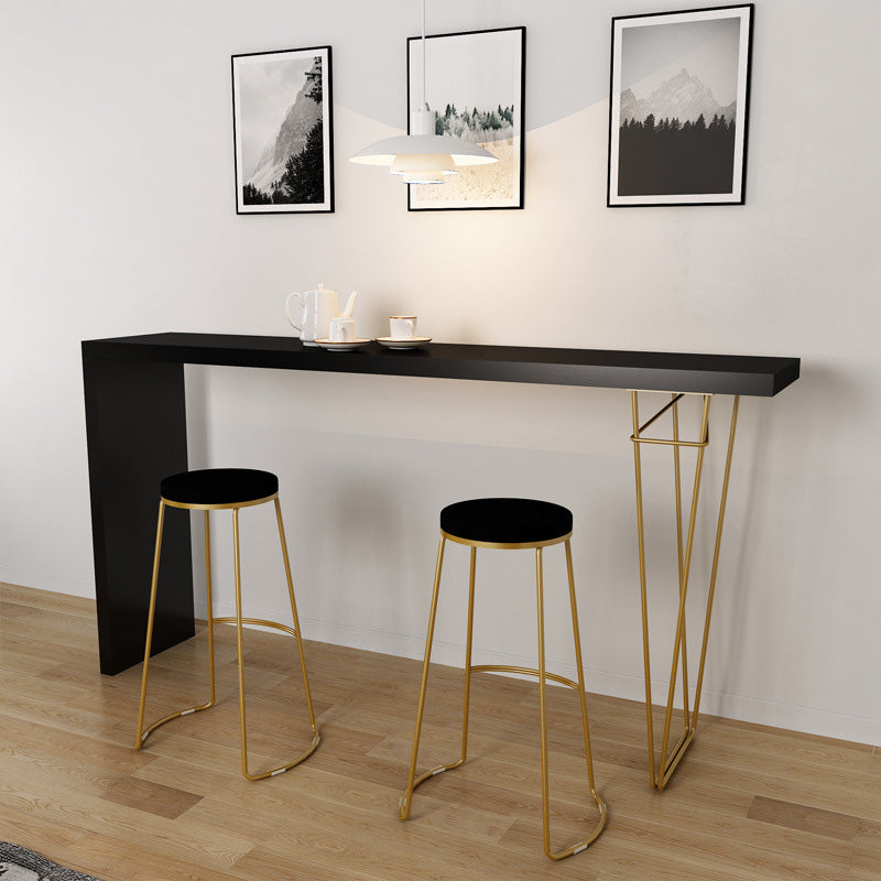 Modern Bar-height Table Solid Wood Top 41.3-inch Height Table 78.7"L x 15.7"W x 41.3"H Gold Black Clearhalo 'Bar Furniture' 'Bar Tables' 'bar_tables' 'furn' 'furn_bar_tables' 'Furniture' 'Kitchen & Dining Furniture' 6283403