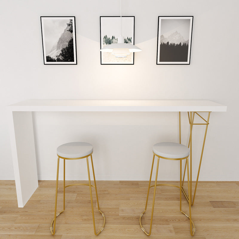 Modern Bar-height Table Solid Wood Top 41.3-inch Height Table 78.7"L x 15.7"W x 41.3"H Gold White Clearhalo 'Bar Furniture' 'Bar Tables' 'bar_tables' 'furn' 'furn_bar_tables' 'Furniture' 'Kitchen & Dining Furniture' 6283405