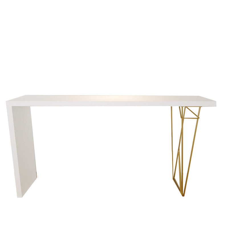 Modern Bar-height Table Solid Wood Top 41.3-inch Height Table Gold White Clearhalo 'Bar Furniture' 'Bar Tables' 'bar_tables' 'furn' 'furn_bar_tables' 'Furniture' 'Kitchen & Dining Furniture' 6283409