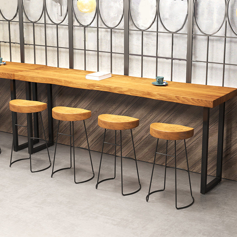 Modern Metal Base Bar Table Black Iron Solid Wood Bar Stool Table Clearhalo 'Bar Furniture' 'Bar Tables' 'bar_tables' 'furn' 'furn_bar_tables' 'Furniture' 'Kitchen & Dining Furniture' 6283425