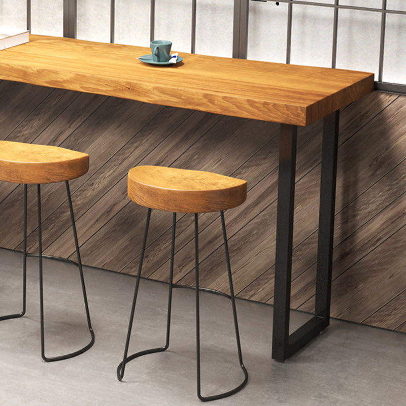 Modern Metal Base Bar Table Black Iron Solid Wood Bar Stool Table Clearhalo 'Bar Furniture' 'Bar Tables' 'bar_tables' 'furn' 'furn_bar_tables' 'Furniture' 'Kitchen & Dining Furniture' 6283429