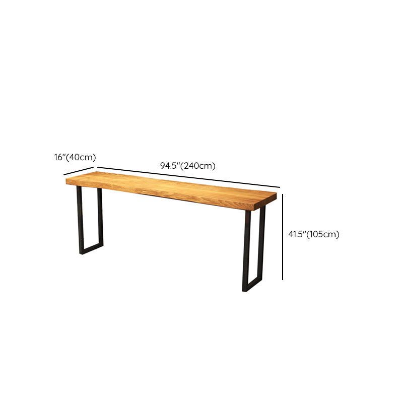 Modern Metal Base Bar Table Black Iron Solid Wood Bar Stool Table Clearhalo 'Bar Furniture' 'Bar Tables' 'bar_tables' 'furn' 'furn_bar_tables' 'Furniture' 'Kitchen & Dining Furniture' 6283435
