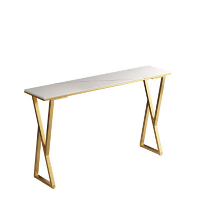 Modern Bar-height Table with Gold Base 41.3-inch Height Table Base Bar Table White-Gold Without Chairs Clearhalo 'Bar Furniture' 'Bar Tables' 'bar_tables' 'furn' 'furn_bar_tables' 'Furniture' 'Kitchen & Dining Furniture' 6283451