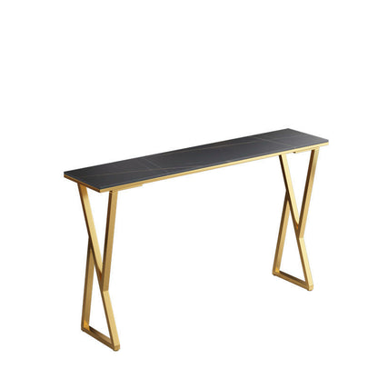 Modern Bar-height Table with Gold Base 41.3-inch Height Table Base Bar Table Black-Gold Without Chairs Clearhalo 'Bar Furniture' 'Bar Tables' 'bar_tables' 'furn' 'furn_bar_tables' 'Furniture' 'Kitchen & Dining Furniture' 6283452