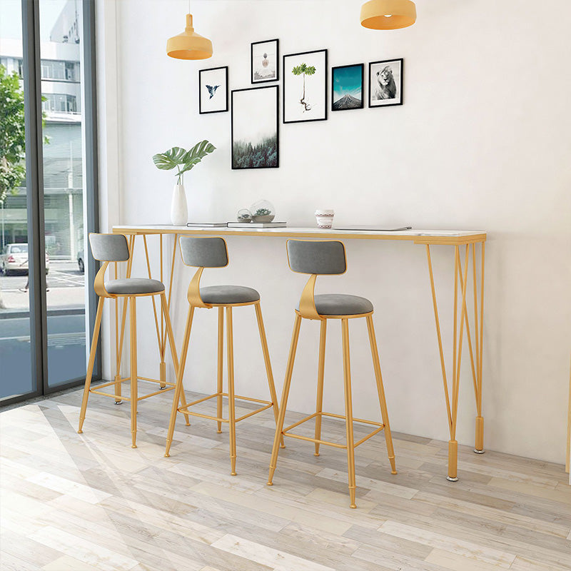 Table moderne à hauteur de bar avec plateau en pierre blanche, table de 41,3 pouces de hauteur