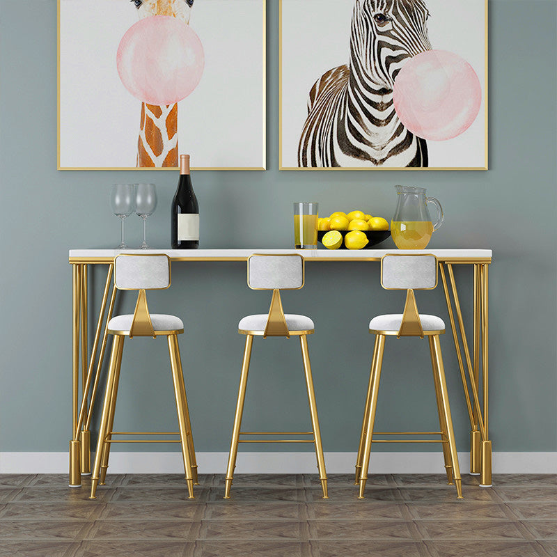 Table moderne à hauteur de bar avec plateau en pierre blanche, table de 41,3 pouces de hauteur