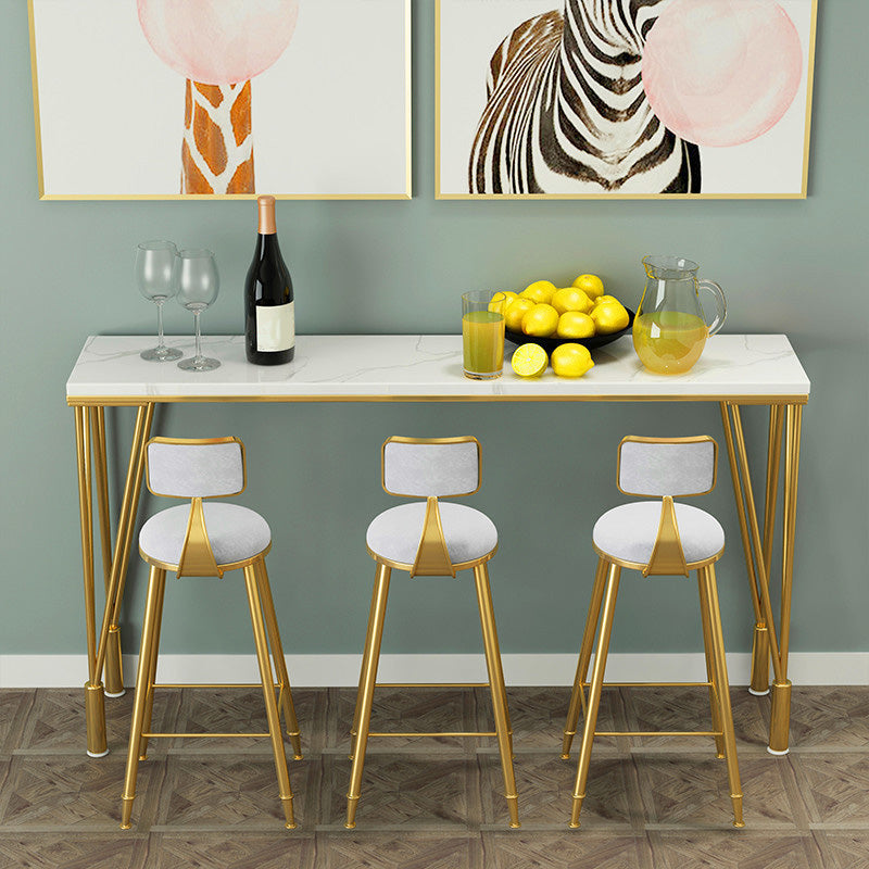 Table moderne à hauteur de bar avec plateau en pierre blanche, table de 41,3 pouces de hauteur