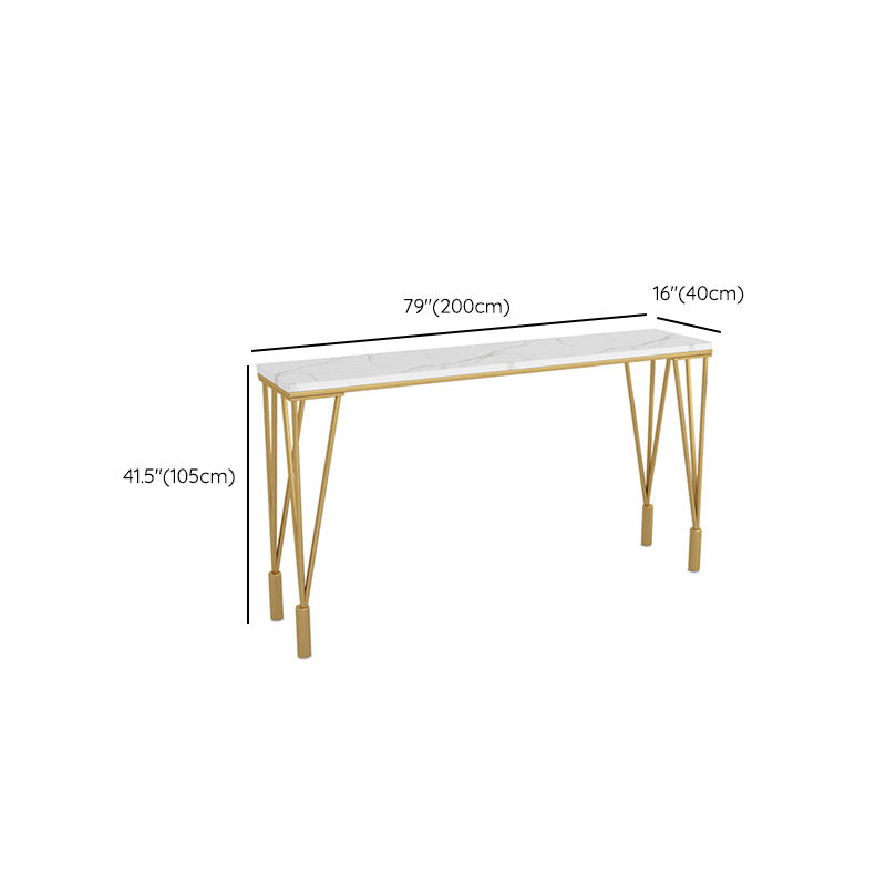 Table moderne à hauteur de bar avec plateau en pierre blanche, table de 41,3 pouces de hauteur