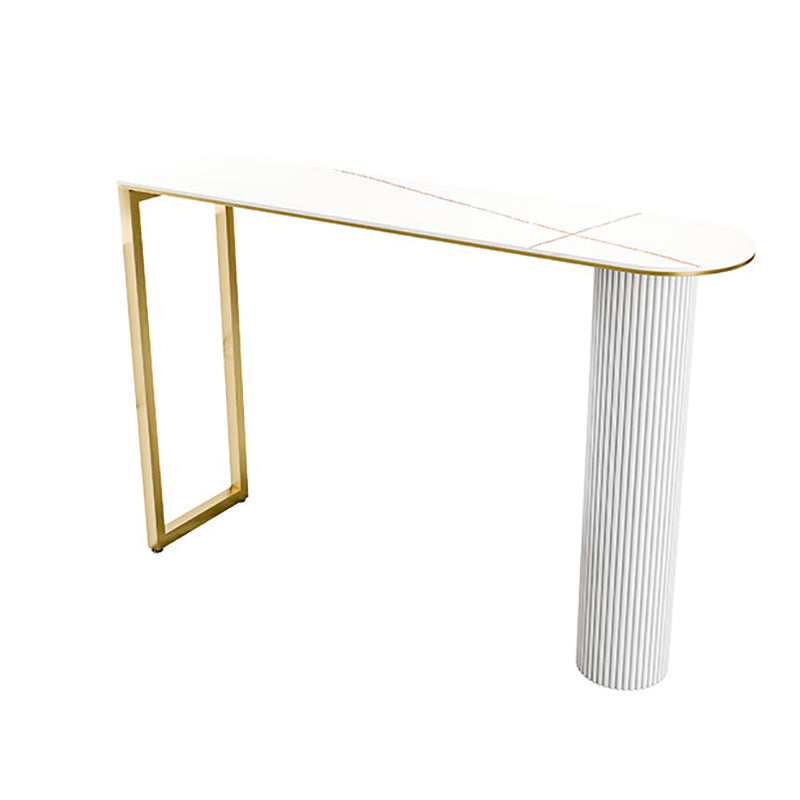 41.3-inch Stone Top Table Modern Style Bistro Pub Table for Living Room White-Gold Without Chairs Clearhalo 'Bar Furniture' 'Bar Tables' 'bar_tables' 'furn' 'furn_bar_tables' 'Furniture' 'Kitchen & Dining Furniture' 6283594