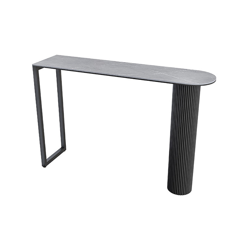 41.3-inch Stone Top Table Modern Style Bistro Pub Table for Living Room Grey Without Chairs Clearhalo 'Bar Furniture' 'Bar Tables' 'bar_tables' 'furn' 'furn_bar_tables' 'Furniture' 'Kitchen & Dining Furniture' 6283598