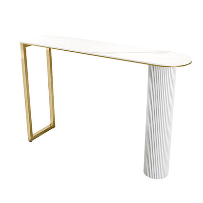 41.3-inch Stone Top Table Modern Style Bistro Pub Table for Living Room White Without Chairs Clearhalo 'Bar Furniture' 'Bar Tables' 'bar_tables' 'furn' 'furn_bar_tables' 'Furniture' 'Kitchen & Dining Furniture' 6283599