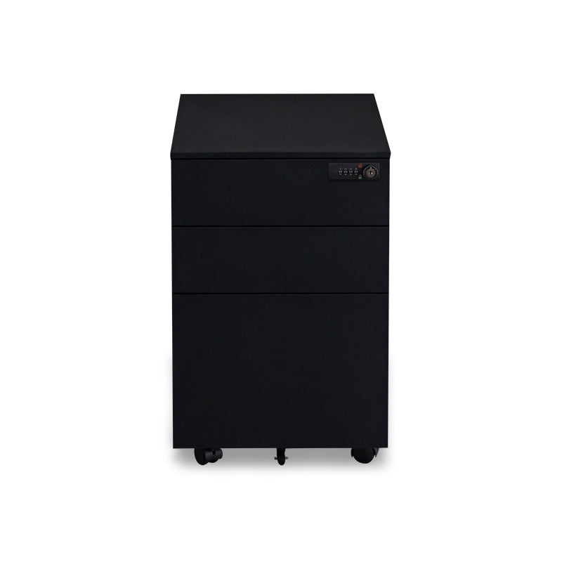 Contemporary File Cabinets Steel Frame Electronic Lock Mobile Filing Cabinet with Wheels Black Code Clearhalo 'Filing Cabinets' 'filling_cabinets' 'furn' 'furn_filling_cabinets' 'Furniture' 'Office Furniture' 6284073
