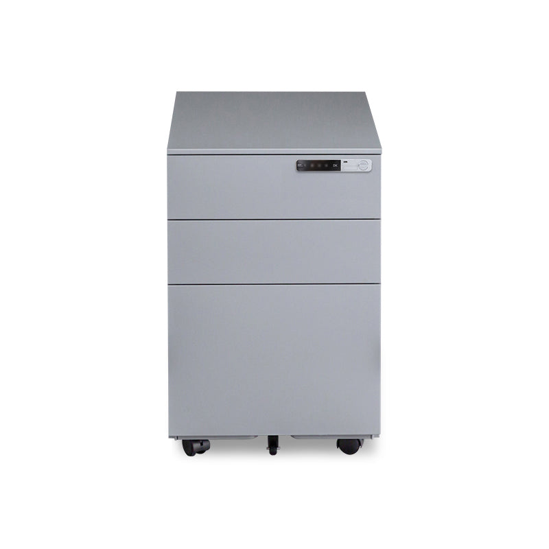 Contemporary File Cabinets Steel Frame Electronic Lock Mobile Filing Cabinet with Wheels Grey Electric Clearhalo 'Filing Cabinets' 'filling_cabinets' 'furn' 'furn_filling_cabinets' 'Furniture' 'Office Furniture' 6284076
