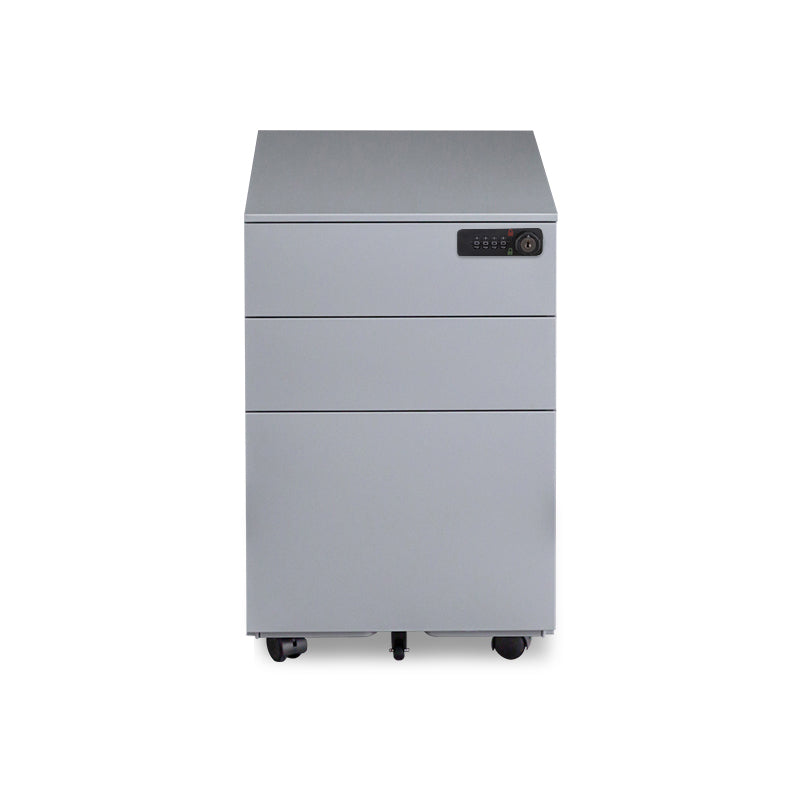 Contemporary File Cabinets Steel Frame Electronic Lock Mobile Filing Cabinet with Wheels Grey Code Clearhalo 'Filing Cabinets' 'filling_cabinets' 'furn' 'furn_filling_cabinets' 'Furniture' 'Office Furniture' 6284078