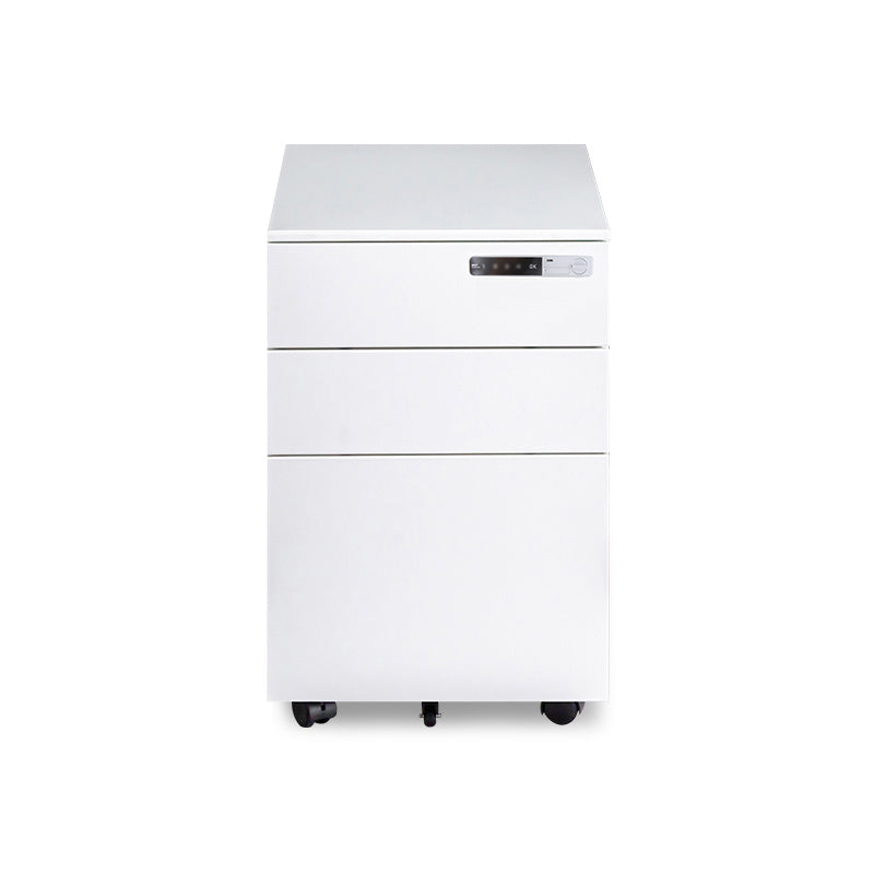 Contemporary File Cabinets Steel Frame Electronic Lock Mobile Filing Cabinet with Wheels White Electric Clearhalo 'Filing Cabinets' 'filling_cabinets' 'furn' 'furn_filling_cabinets' 'Furniture' 'Office Furniture' 6284080