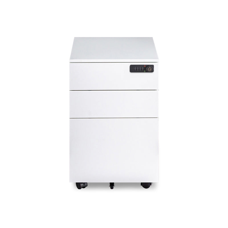 Contemporary File Cabinets Steel Frame Electronic Lock Mobile Filing Cabinet with Wheels White Code Clearhalo 'Filing Cabinets' 'filling_cabinets' 'furn' 'furn_filling_cabinets' 'Furniture' 'Office Furniture' 6284082