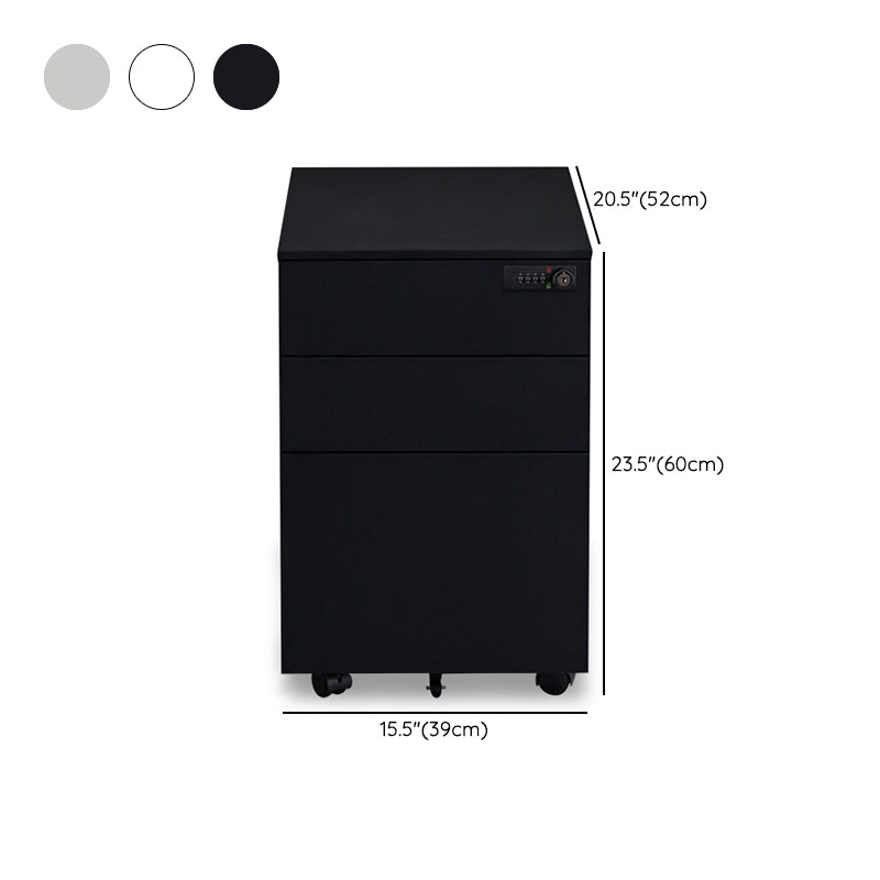 Contemporary File Cabinets Steel Frame Electronic Lock Mobile Filing Cabinet with Wheels Clearhalo 'Filing Cabinets' 'filling_cabinets' 'furn' 'furn_filling_cabinets' 'Furniture' 'Office Furniture' 6284086