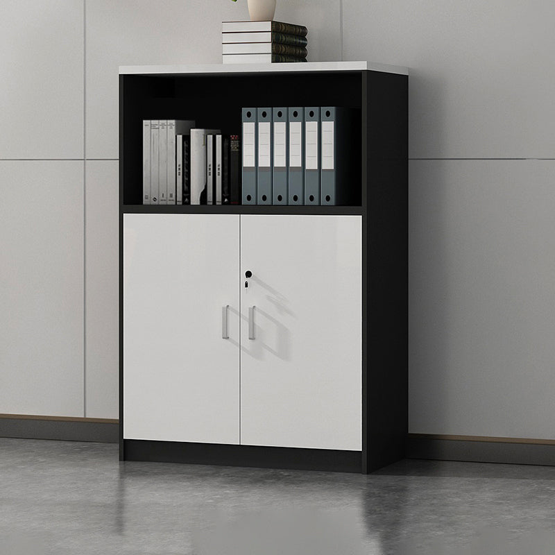 File Cabinet Wood Modern Vertical Locking File Cabinet with Storage Shelves Black-White 2 Clearhalo 'Filing Cabinets' 'filling_cabinets' 'furn' 'furn_filling_cabinets' 'Furniture' 'Office Furniture' 6284089