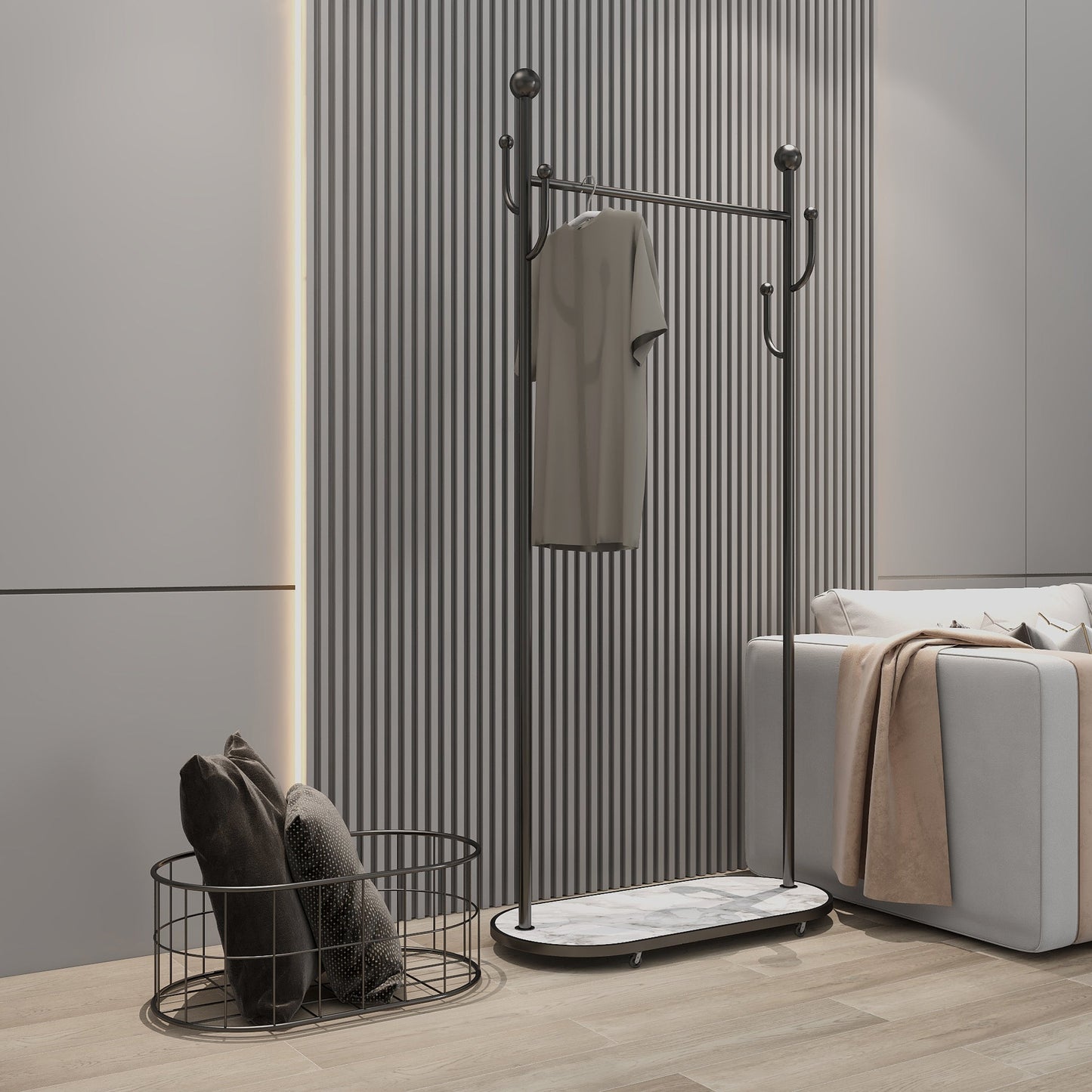 Metal Free Standing Hall Tree Contemporary Hall Stand con ganci per cappotto per il corridoio