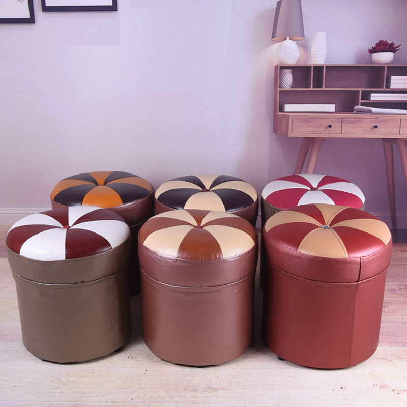 Modern Leather Pouf Water Resistant Round Pouf for Drawing Room Clearhalo 'furn' 'furn_ottomans_poufs' 'Furniture' 'Living Room Furniture' 'Ottomans & Poufs' 'ottomans_poufs' 6284384