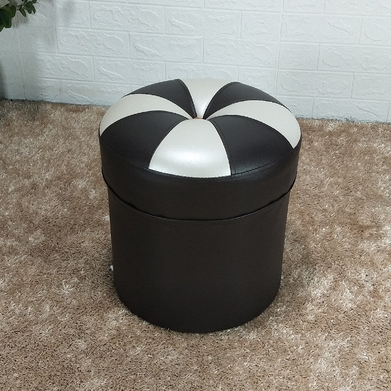 Modern Leather Pouf Water Resistant Round Pouf for Drawing Room Black 1 Piece Clearhalo 'furn' 'furn_ottomans_poufs' 'Furniture' 'Living Room Furniture' 'Ottomans & Poufs' 'ottomans_poufs' 6284411