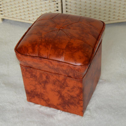 Mid-Century Modern Pouf Ottoman Faux Leather Upholstered Solid Color Square Ottoman Brown 1 Piece Clearhalo 'furn' 'furn_ottomans_poufs' 'Furniture' 'Living Room Furniture' 'Ottomans & Poufs' 'ottomans_poufs' 6284414