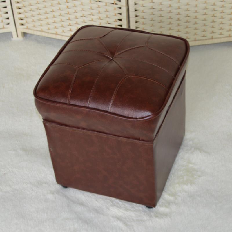 Mid-Century Modern Pouf Ottoman Faux Leather Upholstered Solid Color Square Ottoman Dark Brown 1 Piece Clearhalo 'furn' 'furn_ottomans_poufs' 'Furniture' 'Living Room Furniture' 'Ottomans & Poufs' 'ottomans_poufs' 6284436
