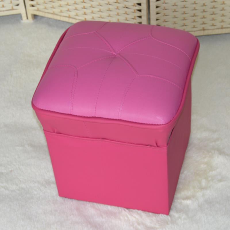 Mid-Century Modern Pouf Ottoman Faux Leather Upholstered Solid Color Square Ottoman Rose Red 1 Piece Clearhalo 'furn' 'furn_ottomans_poufs' 'Furniture' 'Living Room Furniture' 'Ottomans & Poufs' 'ottomans_poufs' 6284438