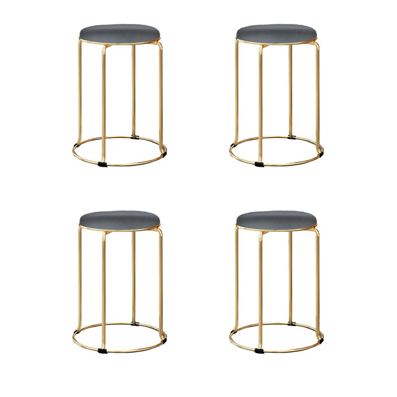 Modern Round Standard Cotton Tear Resistant Standard for Drawing Room Gray-White 4 Piece Set Clearhalo 'furn' 'furn_ottomans_poufs' 'Furniture' 'Living Room Furniture' 'Ottomans & Poufs' 'ottomans_poufs' 6284486