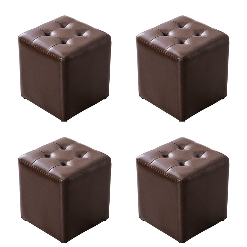 Modern Pouf Ottoman Genuine Leather Upholstered Tufted Solid Color Ottoman Square Coffee 4 Piece Set Clearhalo 'furn' 'furn_ottomans_poufs' 'Furniture' 'Living Room Furniture' 'Ottomans & Poufs' 'ottomans_poufs' 6284531