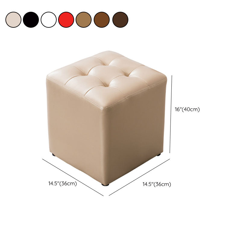 Modern Pouf Ottoman Genuine Leather Upholstered Tufted Solid Color Ottoman Clearhalo 'furn' 'furn_ottomans_poufs' 'Furniture' 'Living Room Furniture' 'Ottomans & Poufs' 'ottomans_poufs' 6284544