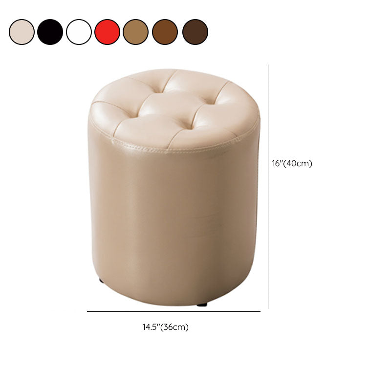 Modern Pouf Ottoman Genuine Leather Upholstered Tufted Solid Color Ottoman Clearhalo 'furn' 'furn_ottomans_poufs' 'Furniture' 'Living Room Furniture' 'Ottomans & Poufs' 'ottomans_poufs' 6284545